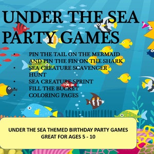 Printable Under Sea Party Games
