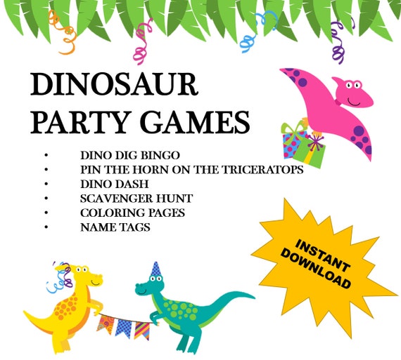 Dinosaur Birthday Game Pin the Tail on the Dinosaur Game 