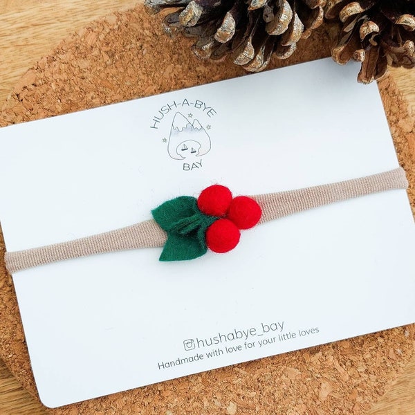 Holly Headband, Holly Hairband, Baby Headbands, Christmas Headband, Toddler Headbands, Baby Headbands, Newborn Headbands, Felt Holly Leaf