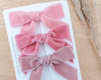 Pink Velvet Hair Bows, Pink Hair Bows, Velvet Bows, Pink Bow, Baby Bows, Toddler Hair Bows, Girls Hair Bows, Valentines Hair Bows