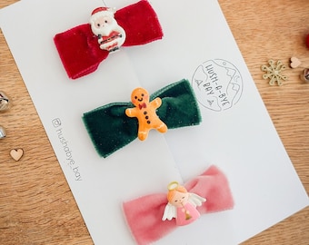 Christmas Hair Bows, Festive Hair Clips, Santa Bow, Red Bows, Christmas Hair Accessories, Toddler Bows, Baby Hair Clip, Stocking Filler Gift