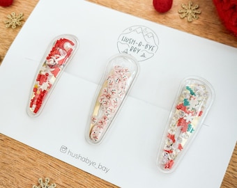 Weihnachten Haarspangen, Festliche Snap Clips, Shaker Haarspangen, Weihnachten Haarschmuck, Kleinkind Clips, Baby Haarspange, Strumpffüller Geschenk