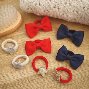 Pair of Baby Hair Ties, Christmas Hair Bobbles, Star Hair Bobbles, Toddler Hair Bands, Baby Hair Bands, Soft Hair Bobbles, Mini Hair Bands