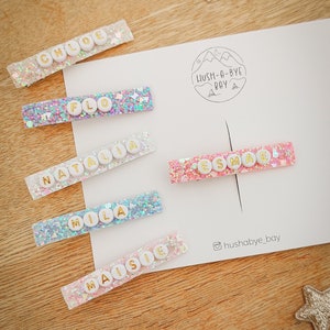 Personalised Hair Clip, Party Bag Hair Clips, Party Favours, Stocking Filler, Girls Hair Clips, Glitter Clips, Name Hair Clip, Christmas