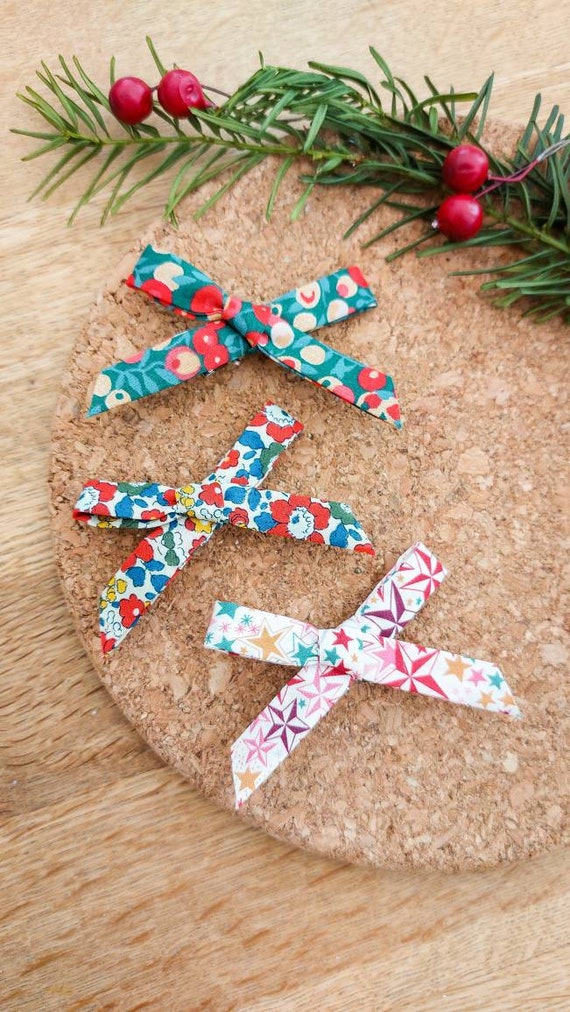 リバティ ヘアクリップ、ベビー ボウ、リバティ ボウ、フリンジ  