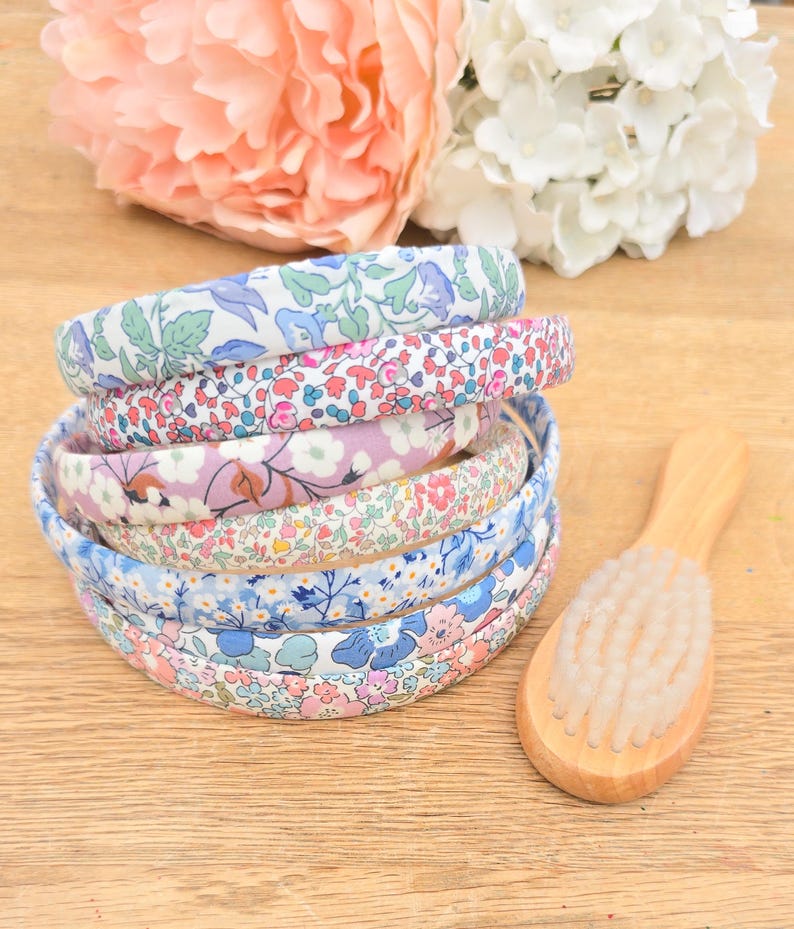 Liberty-Haarbänder, Liberty-Haarbänder, Mädchen-Haarbänder, Blumen-Haarbänder, Pink-Haarbänder, Blumen-Haarbänder - 1,5 cm Bild 1