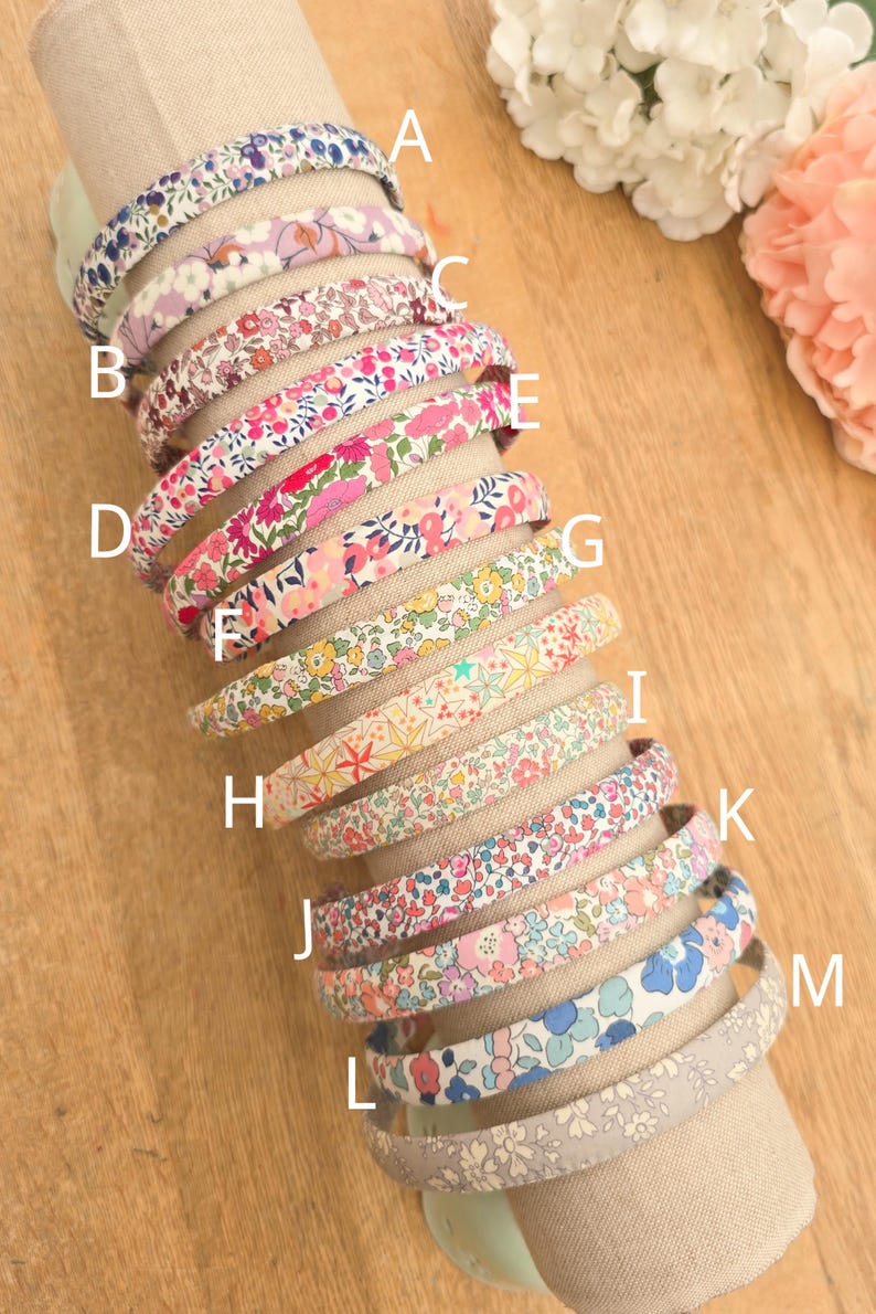 Liberty-Haarbänder, Liberty-Haarbänder, Mädchen-Haarbänder, Blumen-Haarbänder, Pink-Haarbänder, Blumen-Haarbänder - 1,5 cm Bild 7