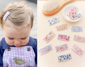 Clips Liberty Snap, Clips para bebés, Clips para el cabello para bebés, Clips para flecos, Tela Liberty London, Clips para el cabello florales, Juego de clips para el cabello, Clips para niños pequeños