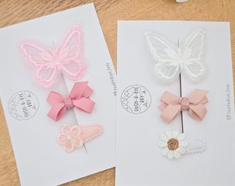Butterfly Baby Hair Clip Set, Baby First Hair Clips, Baby Fringe Clips, Tiny Hair Clips, Toddler Clips, Gentle Clips, Baby Bows