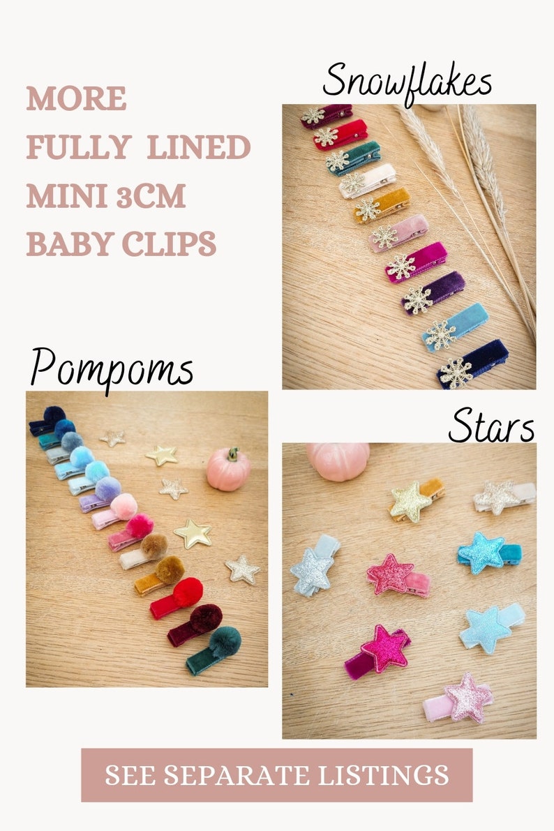 Baby Hair Clips, Fully Lined Clips, Baby Fringe Clips, First Hair Clips, Tiny Hair Clips, Toddler Clips, Gentle Hair Clips, Hair Clip Set zdjęcie 10