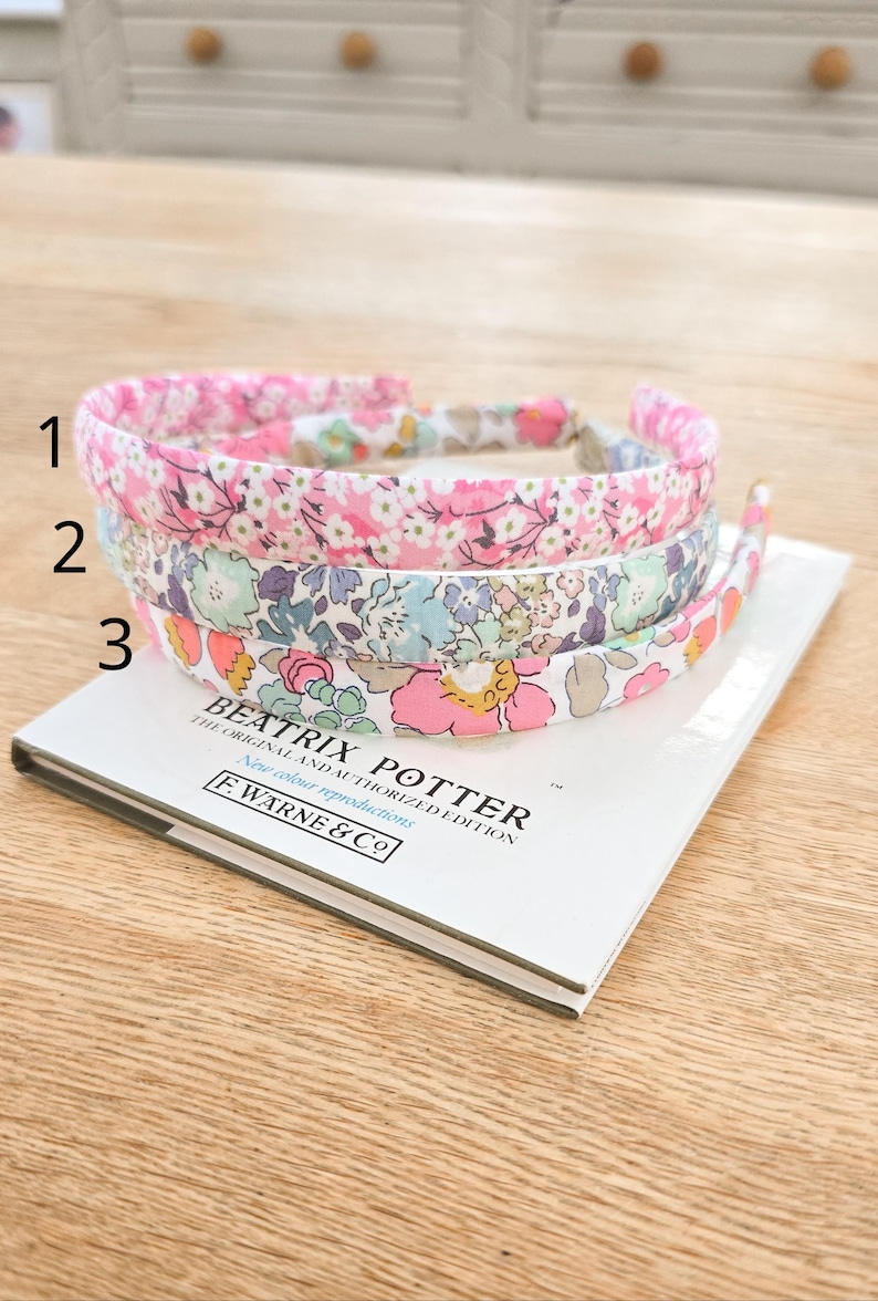 Liberty-Haarbänder, Liberty-Haarbänder, Mädchen-Haarbänder, Blumen-Haarbänder, Pink-Haarbänder, Blumen-Haarbänder - 1,5 cm Bild 6