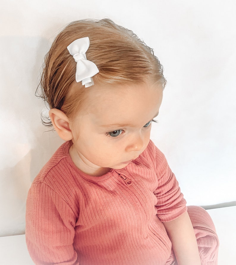 Baby Bows, Baby Hair Clips, Fully Lined Clips, Baby Fringe Clips, First Hair Clips, Toddler Hair Clips, Gentle Hair Clips, Fully Lined Bows image 3