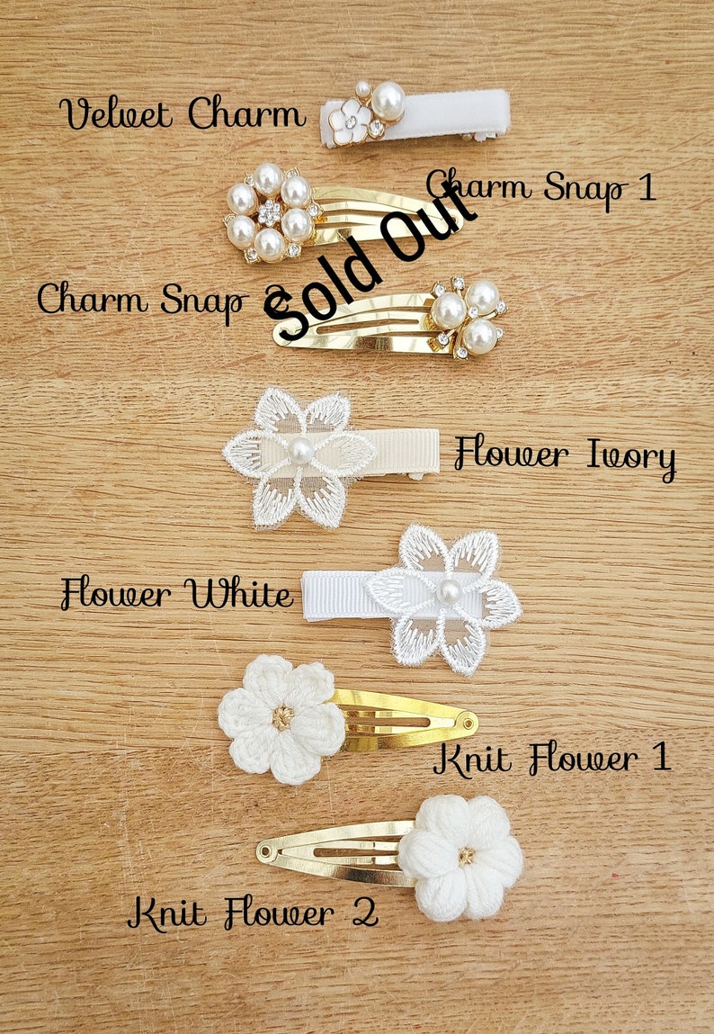 Flower Girl Hair Clips, Christening Hair Clips, Baptism Hair Clips, Flower Girl Hair Accessories, White Bows, Christening Bows image 7