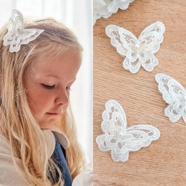 Pince à cheveux papillon, accessoires de cheveux de fille de fleur, pince à cheveux papillon en tulle, pinces à cheveux pour tout-petits, pinces à cheveux bébé, barrette papillon, perle