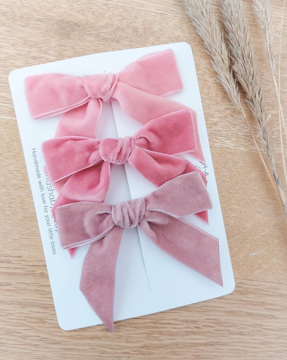 Pink Velvet Hair Bows Pink Hair Bows Velvet Bows Pink Bow Baby