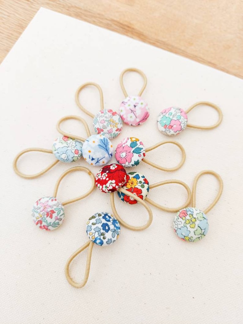 Liberty Hair Bobbles, Toddler Hair Bands, Button Hair Bobbles, Mini ...