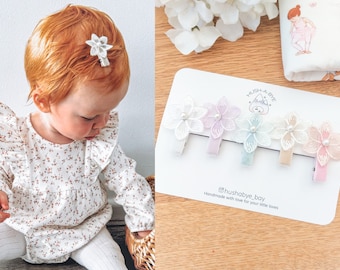 Flower Hair Clips, Tulle Flower Hair Clip, Girls Hair Clips, Toddler Hair Clips, Flower and Pearl Hair Clips, Baby Hair Clips, Baby Barrette