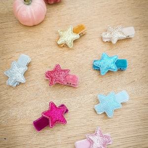 Star Hair Clips, Baby Hair Clips, Christmas Hair Clips, Velvet Hair Clips, Toddler Hair Clips, Star Fringe Clip, Glitter Clips, Fully Lined image 7