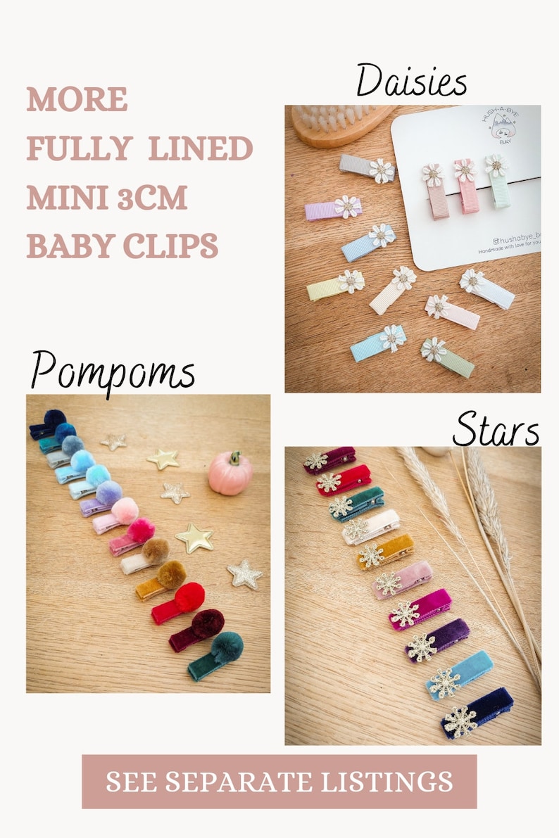 Star Hair Clips, Baby Hair Clips, Christmas Hair Clips, Velvet Hair Clips, Toddler Hair Clips, Star Fringe Clip, Glitter Clips, Fully Lined image 9