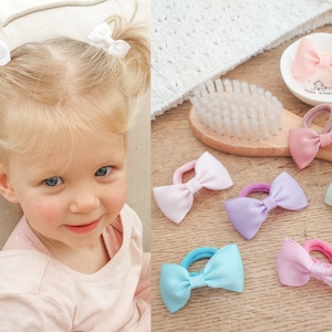 Pair of Baby Hair Ties, Bow Hair Bobbles, Toddler Hair Bands, Baby Hair Bands, Soft Hair Bobbles, Mini Hair Bands, Small Elastics, No Snag