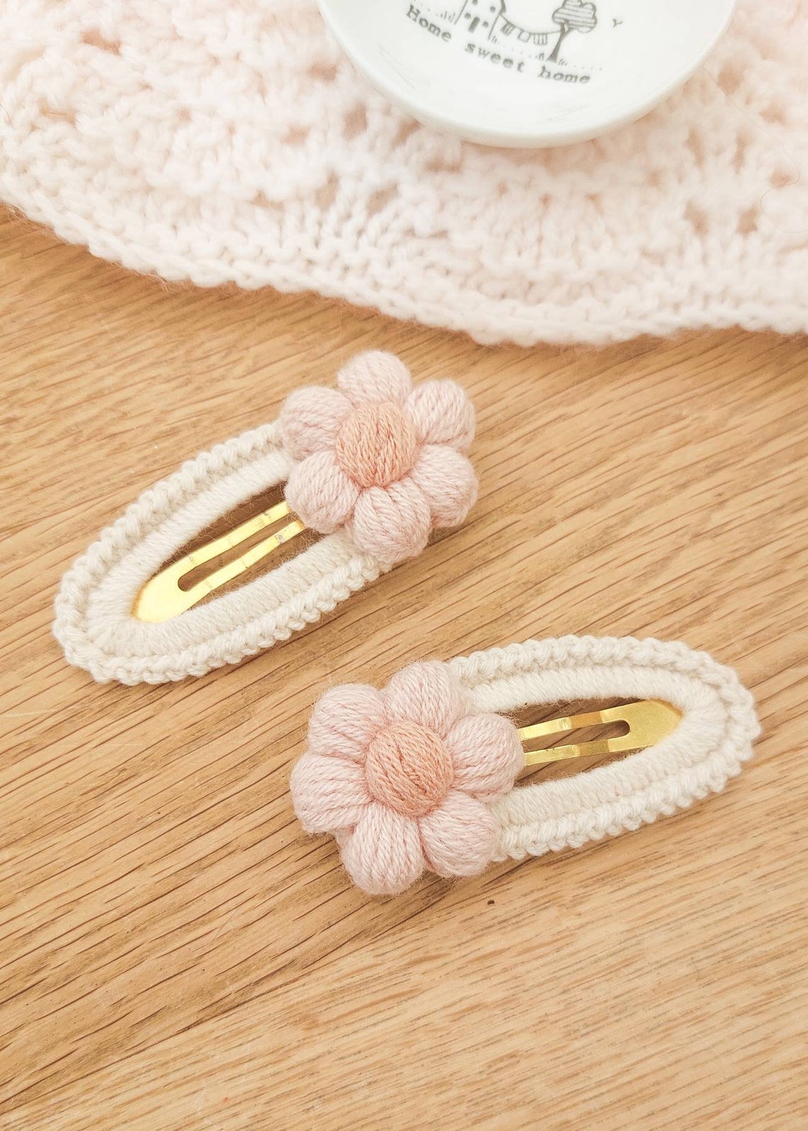 Flower Hair Clips Crochet Hair Clips Knitted Hair Clips Etsy