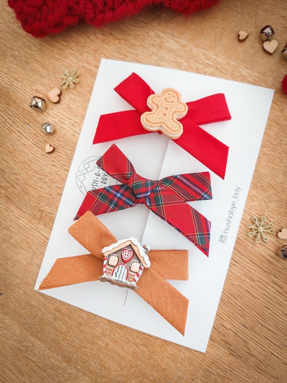 Weihnachtshaarbögen, festliche Haarspangen, Tartanschleife, rote Bögen, Weihnachtshaarschmuck, Kleinkindbögen, Baby-Haarspange, Strumpffüllergeschenk