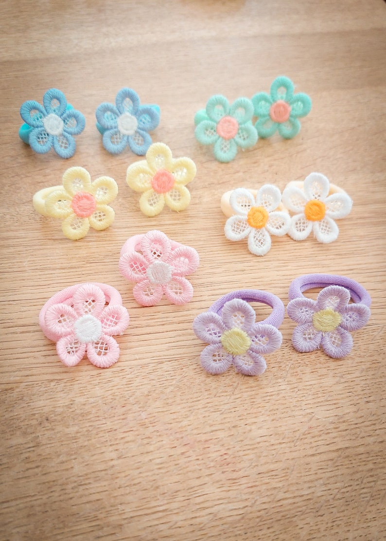 Paire d'élastiques pour cheveux bébé, Bandes pour cheveux pour tout-petits, Bandes pour cheveux pour bébé, Boucles d'oreilles douces, Mini élastiques pour cheveux, Petits élastiques, Bandes sans accroc image 3