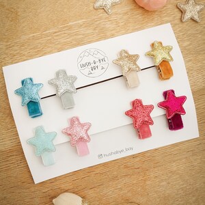 Star Hair Clips, Baby Hair Clips, Christmas Hair Clips, Velvet Hair Clips, Toddler Hair Clips, Star Fringe Clip, Glitter Clips, Fully Lined image 5