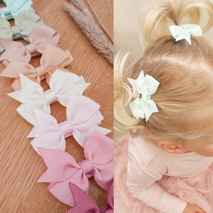 Baby Bows, Baby Hair Clips, Girls Bows, Lined Hair Clips, Baby Fringe Clips, First Hair Bows, Toddler Hair Clips, Gentle Hair Clips