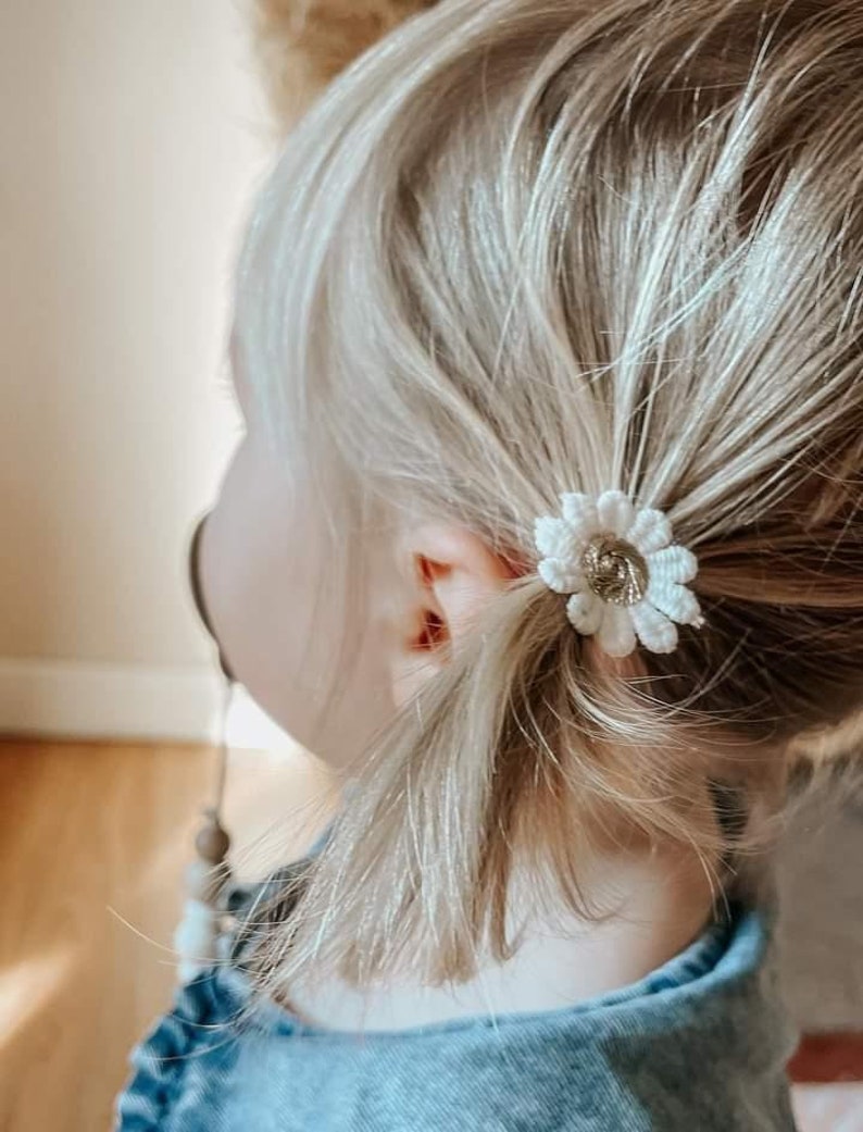 Paire d'élastiques pour cheveux bébé, Bandes pour cheveux pour tout-petits, Élastiques pour cheveux marguerite, Bandes pour cheveux bébé, Bobines doux, Mini élastiques pour cheveux, Petits élastiques, Sans accrocs image 6