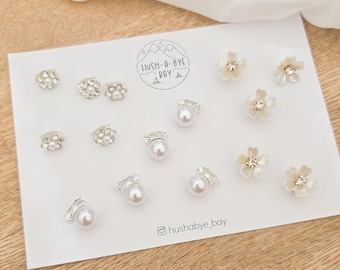 White Daisy Hair Clips With Pearl Center, Christening Flower  display picture 3