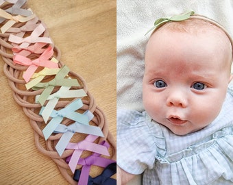 Baby Schleifen Stirnband, Neugeborenen Stirnband, Baby Stirnband, Baby Stirnband, weiches Nylon Stirnband, Baby Haarschmuck, Baby Haarschleifen