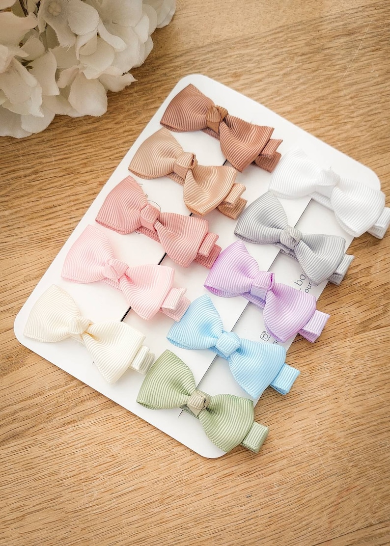 Baby Bows, Baby Hair Clips, Fully Lined Clips, Baby Fringe Clips, First Hair Clips, Toddler Hair Clips, Gentle Hair Clips, Fully Lined Bows image 9