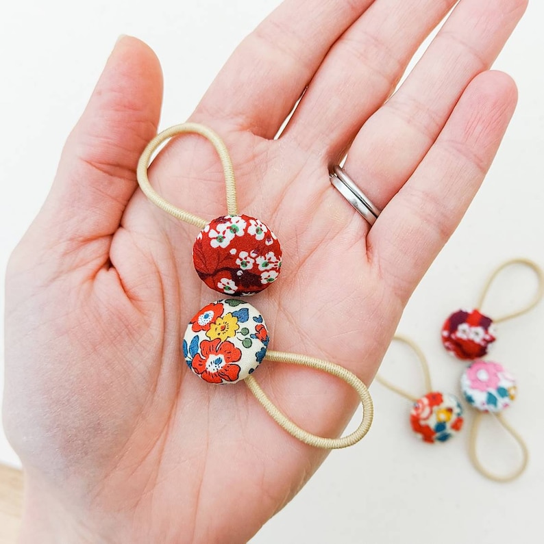 Liberty Hair Bobbles, Toddler Hair Bands, Button Hair Bobbles, Mini ...