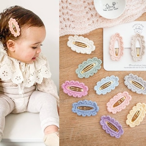 Barrettes au crochet, Barrettes en tricot, Barrettes pour filles, Barrettes pour tout-petits, Barrettes pour bébés, Barrettes pour bébés, Barrettes d'hiver, Jeu de pinces