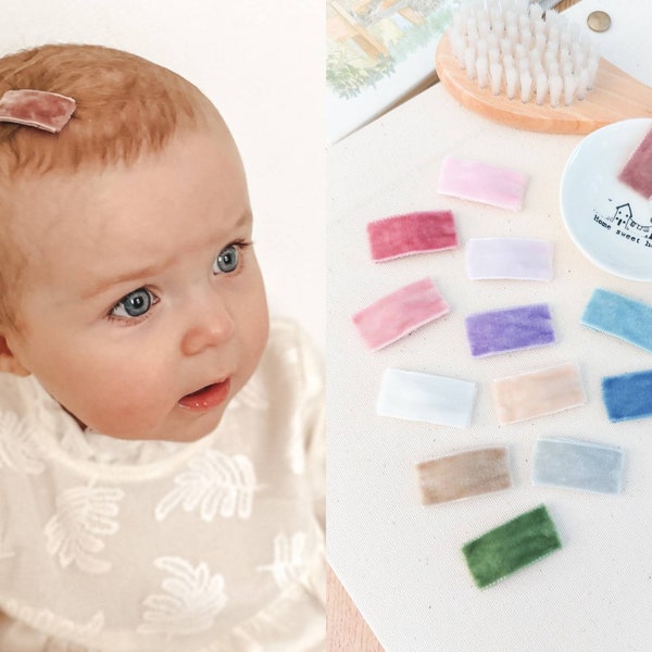 Baby Snap Clips, Baby Hair Clips, Fringe Clips, Velvet Snap Clips, First Hair Clips, Tiny Snap Clips, Toddler Clips, Gentle Hair Clips, Soft