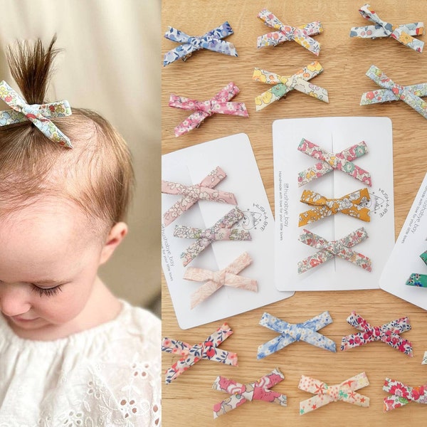 Pinces à cheveux en Liberty, Nœuds bébé, Nœuds en Liberty, Pinces à franges, Petits nœuds pour les cheveux, Pinces à cheveux pour tout-petits, Barrettes pour bébés, Printemps