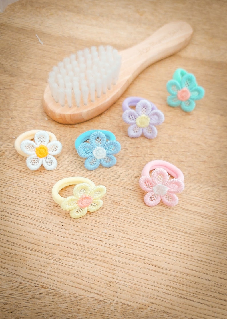 Paire d'élastiques pour cheveux bébé, Bandes pour cheveux pour tout-petits, Bandes pour cheveux pour bébé, Boucles d'oreilles douces, Mini élastiques pour cheveux, Petits élastiques, Bandes sans accroc image 6