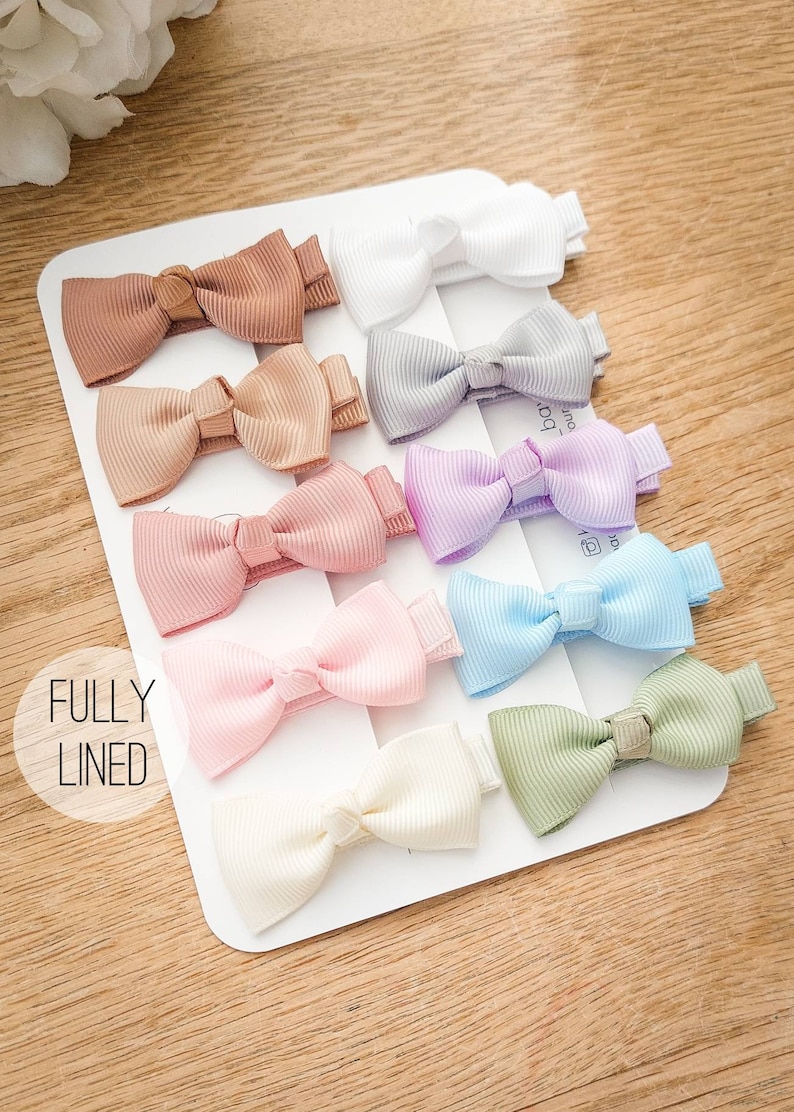 Baby Bows, Baby Hair Clips, Fully Lined Clips, Baby Fringe Clips, First Hair Clips, Toddler Hair Clips, Gentle Hair Clips, Fully Lined Bows image 1