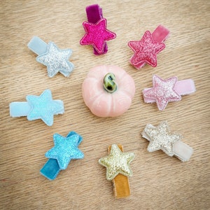 Star Hair Clips, Baby Hair Clips, Christmas Hair Clips, Velvet Hair Clips, Toddler Hair Clips, Star Fringe Clip, Glitter Clips, Fully Lined image 4