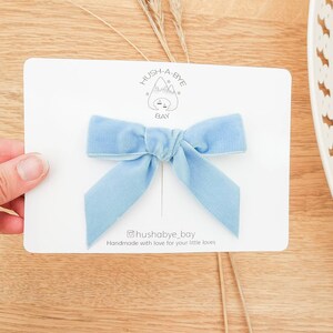 Blue Velvet Hair Bows, Blue Hair Bows, Velvet Bows, Blue Bow, Baby Bows, Toddler Hair Bows, Girls Hair Bows, Flower Girl Bows, Cornflower image 4