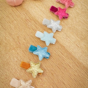 Star Hair Clips, Baby Hair Clips, Christmas Hair Clips, Velvet Hair Clips, Toddler Hair Clips, Star Fringe Clip, Glitter Clips, Fully Lined image 6