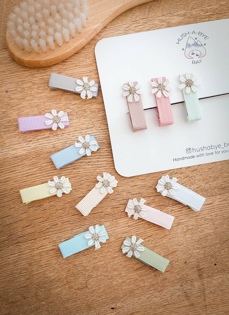 Baby Hair Clips, Fully Lined Clips, Baby Fringe Clips, First Hair Clips, Tiny Hair Clips, Toddler Clips, Gentle Hair Clips, Hair Clip Set 画像 4