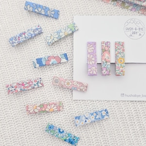 Liberty London Fabric Hair Clips, Baby Hair Clips, Fringe Clips, Liberty London Fabric, Floral Hair Clips, Hair Clip Set, Toddler Hair Clips