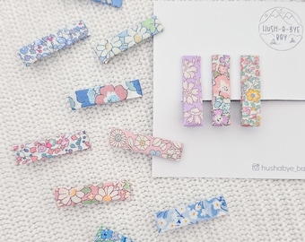 Liberty London Fabric Hair Clips, Baby Hair Clips, Fringe Clips, Liberty London Fabric, Floral Hair Clips, Hair Clip Set, Toddler Hair Clips