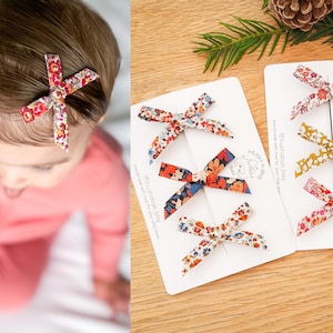 Liberty Hair Clips, Baby Bows, Liberty Bows, Fringe Clips, Small Hair Bows, Toddler Hair Clips, Baby Hair Clips, Baby Barrettes - Autumn