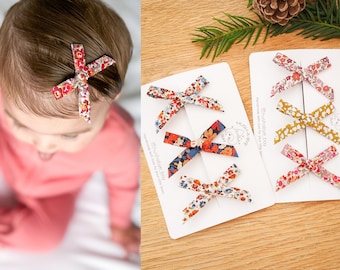 Liberty Hair Clips, Baby Bows, Liberty Bows, Fringe Clips, Small Hair Bows, Toddler Hair Clips, Baby Hair Clips, Baby Barrettes - Autumn