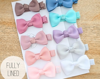 Baby Bows, Baby Hair Clips, Fully Lined Clips, Baby Fringe Clips, First Hair Clips, Toddler Hair Clips, Gentle Hair Clips, Fully Lined Bows