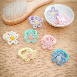 Paire d'élastiques pour cheveux bébé, Bandes pour cheveux pour tout-petits, Bandes pour cheveux pour bébé, Boucles d'oreilles douces, Mini élastiques pour cheveux, Petits élastiques, Bandes sans accroc image 1