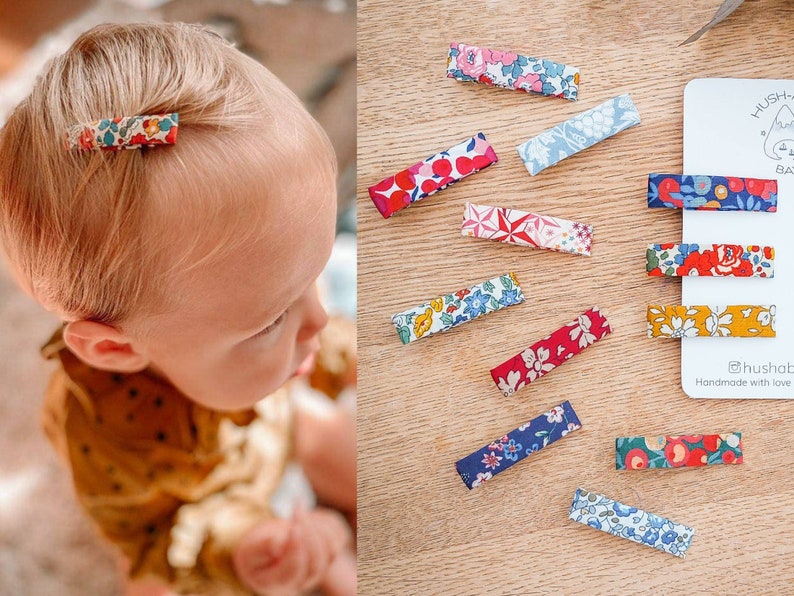 Liberty Hair Clips, Fringe Clips, Liberty London Fabric, Floral Hair Clips, Hair Clip Set, Toddler Clips, Baby Hair Clips, Barrettes Winter imagem 1